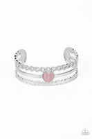 Paparazzi - You Win My Heart - Pink Bracelet Cat's Eye Stone Cuff Heart