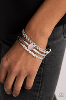 Paparazzi - You Win My Heart - Pink Bracelet Cat's Eye Stone Cuff Heart