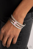 Paparazzi - You Win My Heart - Pink Bracelet Cat's Eye Stone Cuff Heart