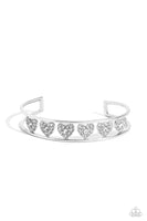 Paparazzi - Decadent Devotion - White Bracelet Cuff Heart