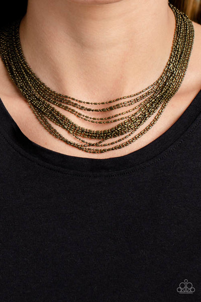 Paparazzi - Cascading Chains - Brass Necklace