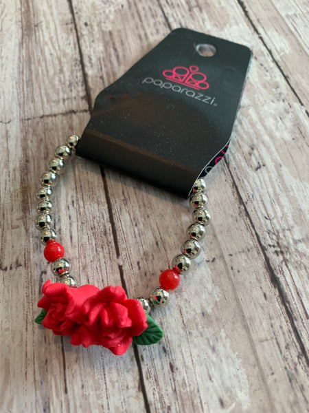 Paparazzi - Starlet Shimmer Bracelet - Red Flowers