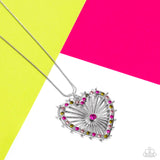 Paparazzi - Flirting Ferris Wheel - Pink Necklace Heart