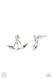 Metal Origami - Silver - Paparazzi Earrings Double Post