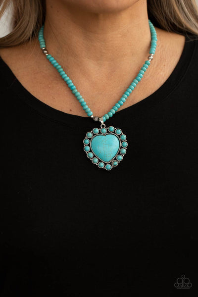 A Heart of Stone - Blue - Paparazzi Necklace - Life of the Party (April 2021)