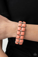 Paparazzi - Double The Diva-Attitude - Orange Bracelet Stretchy