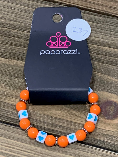 Paparazzi - Starlet Shimmer Bracelet - Orange Hearts