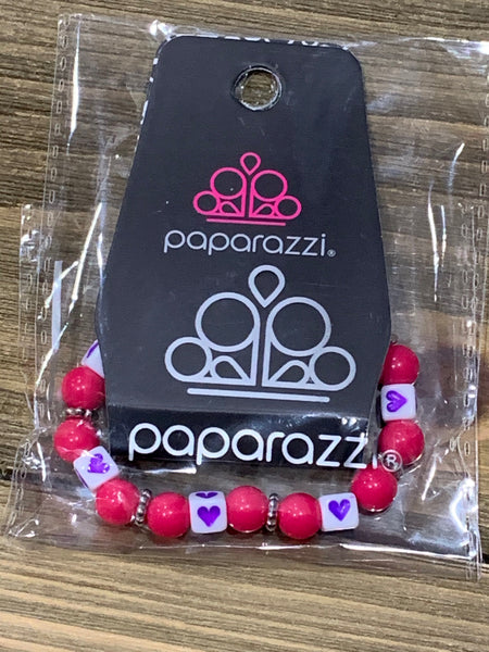 Paparazzi - Starlet Shimmer Bracelet - Pink Purple Hearts