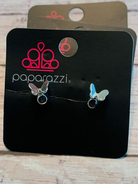 Starlet Shimmer Earrings - Purple Butterfly