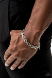 Gridiron Grunge - Silver - Paparazzi Clasp Men's Line Bracelet