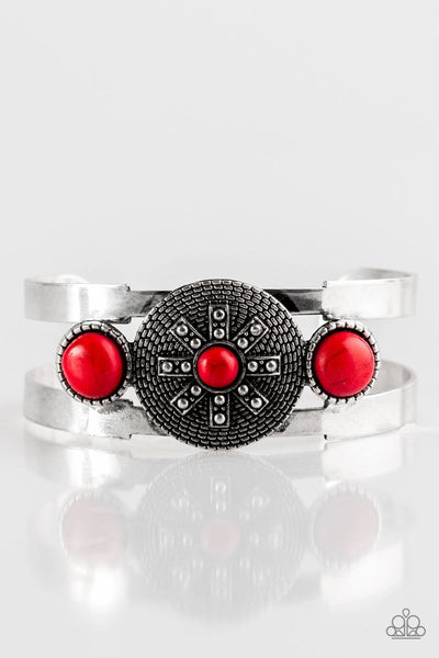 Here Comes The SUNDIAL - Red - Paparazzi Cuff Bracelet