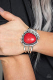 Natures Bounty - Red - Paparazzi Feather Cuff Bracelet #1339 (D)