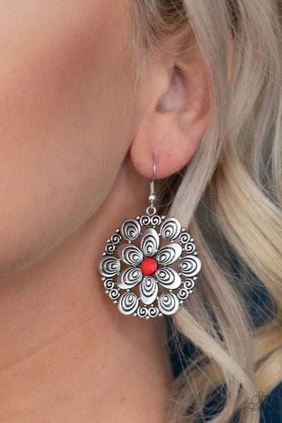 Paparazzi - Grove Groove - Red Earrings