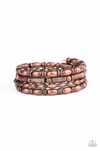 Texture Throwdown - Copper - Paparazzi Coil Bracelet