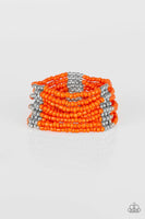 Outback Odyssey - Orange - Paparazzi Stretchy Bracelet Seed Beads #780 (D)