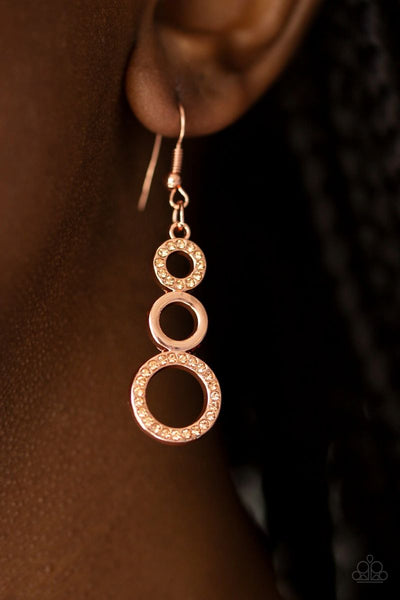 Bubble Bustle - Copper - Paparazzi Earrings
