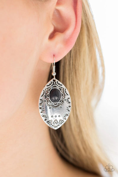Mountain Montage - Black - Paparazzi Earrings
