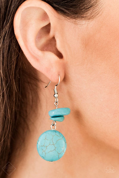 Fabulously Flintstone - Blue - Paparazzi Earrings Fashion Fix #1600