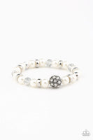 Paparazzi - Twinkling Timelessness - White Stretchy Bracelet #3809 (D)