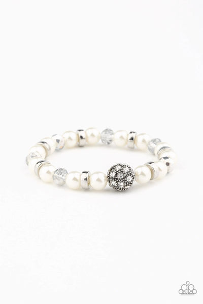 Paparazzi - Twinkling Timelessness - White Stretchy Bracelet #3809 (D)