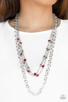 Paparazzi - Metro Mixer - Red Necklace
