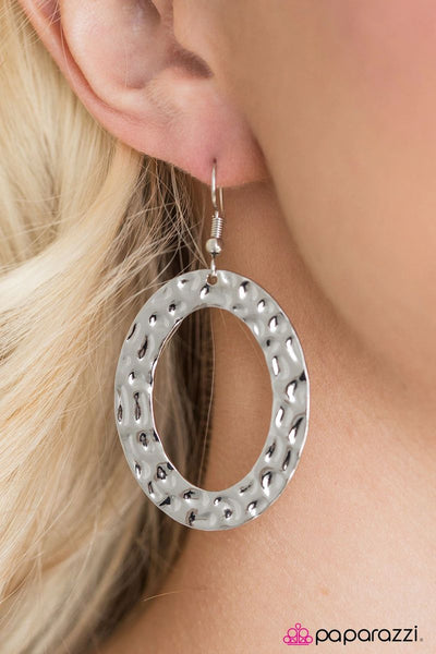 Plain and DIMPLE - Silver - Paparazzi Earrings #4534 (D)