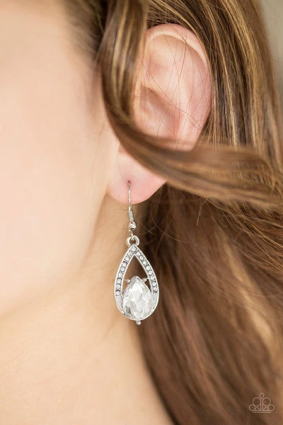 Gatsby Grandeur - White - Paparazzi Earrings #2696