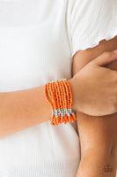 Outback Odyssey - Orange - Paparazzi Stretchy Bracelet Seed Beads #780 (D)
