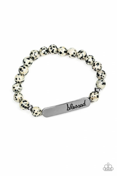 Paparazzi - Simply Blessed - Black - Inspirational Stretchy Bracelet