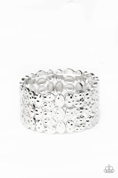 Tectonic Texture - Silver - Paparazzi Stretchy Bracelet