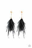 Vegas Vixen - Black - Paparazzi Feather Post Earrings