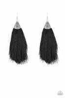 Tassel Temptress - Black Tassel Fringe Earrings