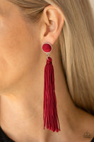 Paparazzi - Tightrope Tassel - Red Tassel Earrings #3019 (D)