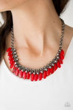 Jersey Shore - Red - Paparazzi Necklace Gunmetal Red (#4683)