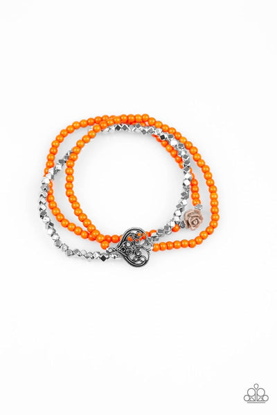 Lovers Loot - Orange - Paparazzi Stretchy Bracelet