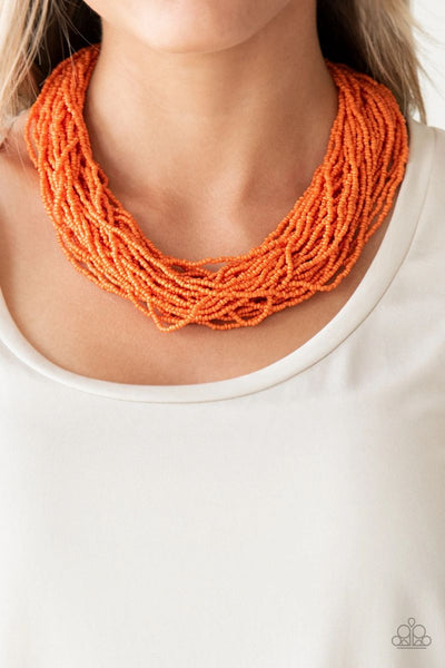 The Show Must CONGO On! - Orange - Paparazzi Seed Beads Necklace