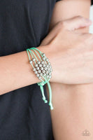 Paparazzi "Without Skipping A BEAD" - Green Sliding Knot Cord Bracelet #3410 (D)