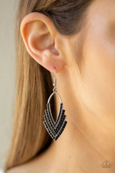 Tour de Force - Black - Paparazzi Earrings