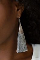 Paparazzi - In Full Plume - Silver Tassel Fringe Earrings #1382 (D)