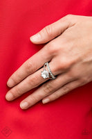 Center Stage Shimmer - White - Paparazzi Ring Fashion Fix