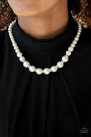 Paparazzi - Showtime Shimmer - White Silver Pearl Necklace #2999