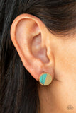 Paparazzi - Marble Minimalist - Blue Gold Post Earrings #1496 (D)