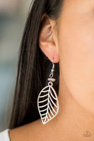 BOUGH Out - Silver - Paparazzi Leaf Earrings