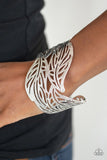 Leafy Lei - Silver - Paparazzi Cuff Leaf Bracelet