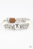 Mesmerizingly Magmatic - White - Paparazzi Stretchy Bracelet #4260 (D)