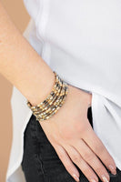 Stunningly Stacked - Multi - Paparazzi Gold Gunmetal Silver Coil Wrap Bracelet