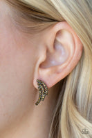 Wing Bling - Brass - Paparazzi Post Earrings #4465 (D)