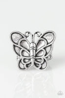 Sky High Butterfly - Silver - Paparazzi Ring Butterfly