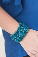 Tropical Bliss - Blue - Paparazzi Wood Bracelet #4804