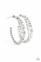 Paparazzi - A GLITZY Conscience - White Hoop Earrings